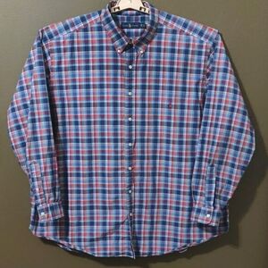 Ralph Lauren Blue & Red Plaid Long Sleeve Button Down Shirt Men's SIZE 3…